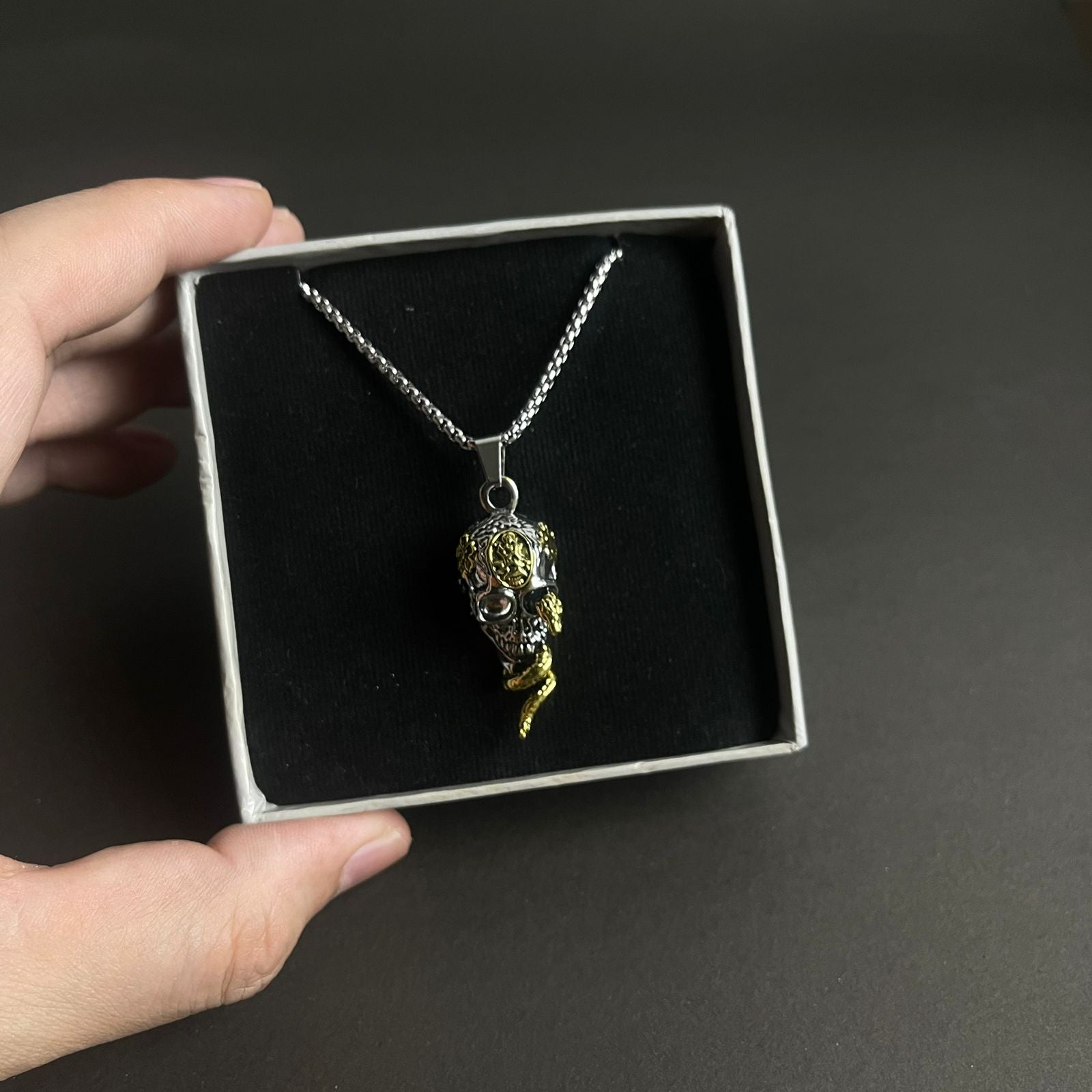 Skull and snake pendant necklace for men in Pakistan