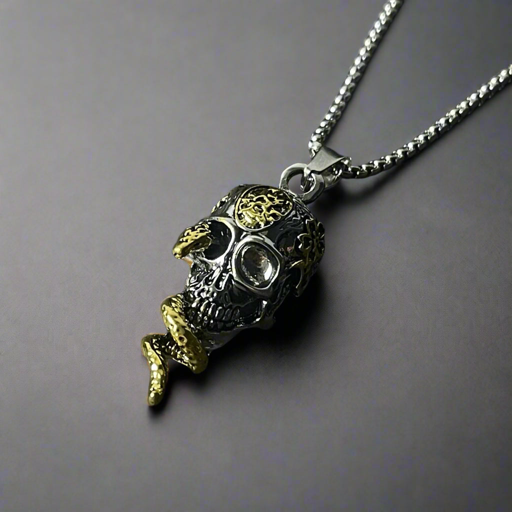 Skull and snake pendant necklace for men in Pakistan