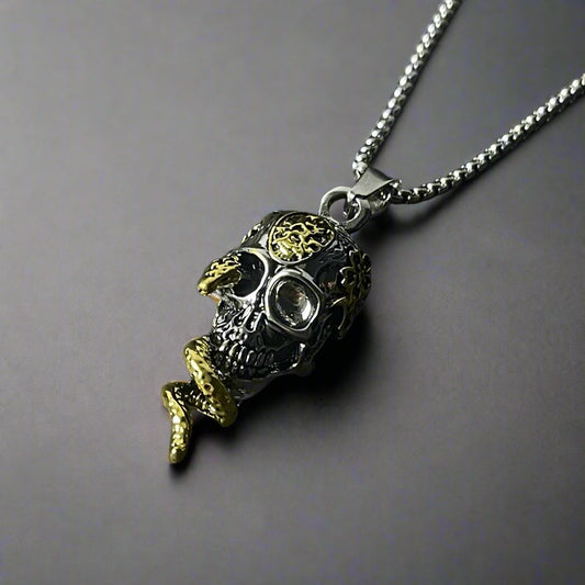 Skull and snake pendant necklace for men in Pakistan