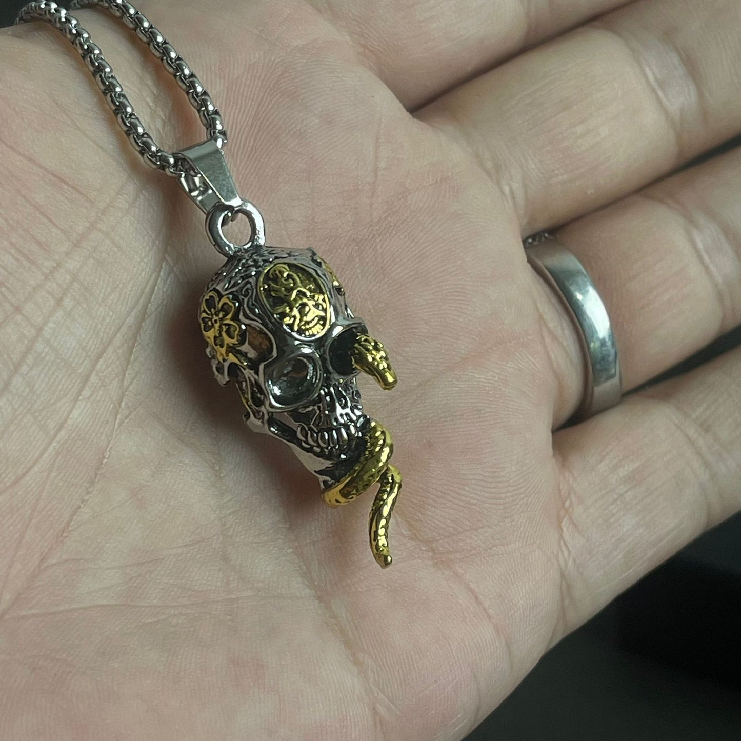 Skull and snake pendant necklace for men in Pakistan