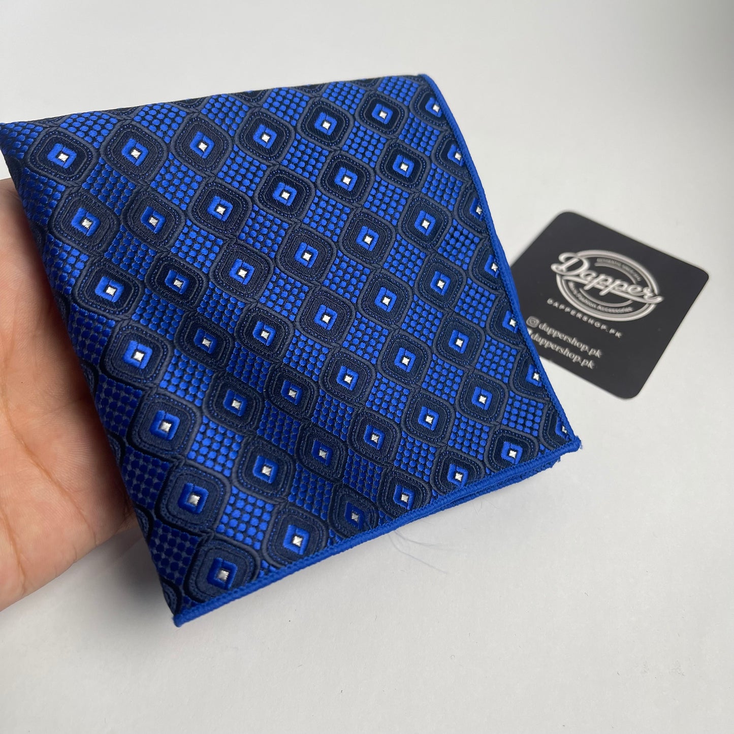 Square Pattern Royal Blue pocket square handkerchief online in pakistan