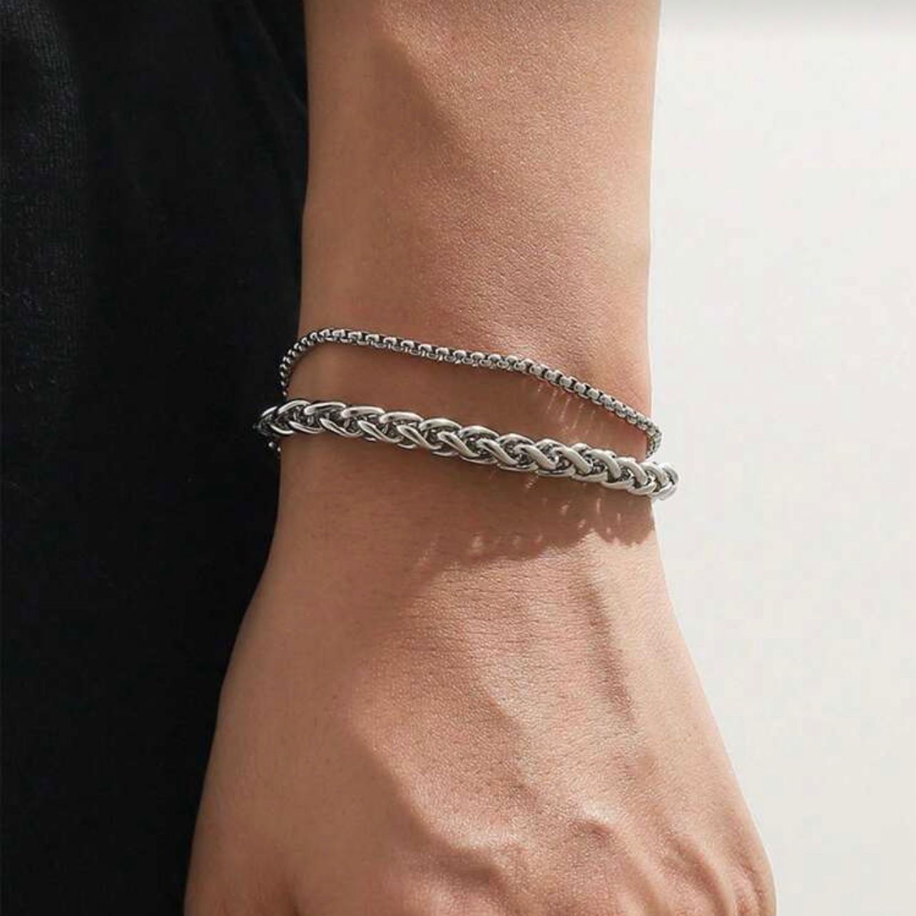 Stainless Steel Double Chain Bracelet For Men Online In Pakistan