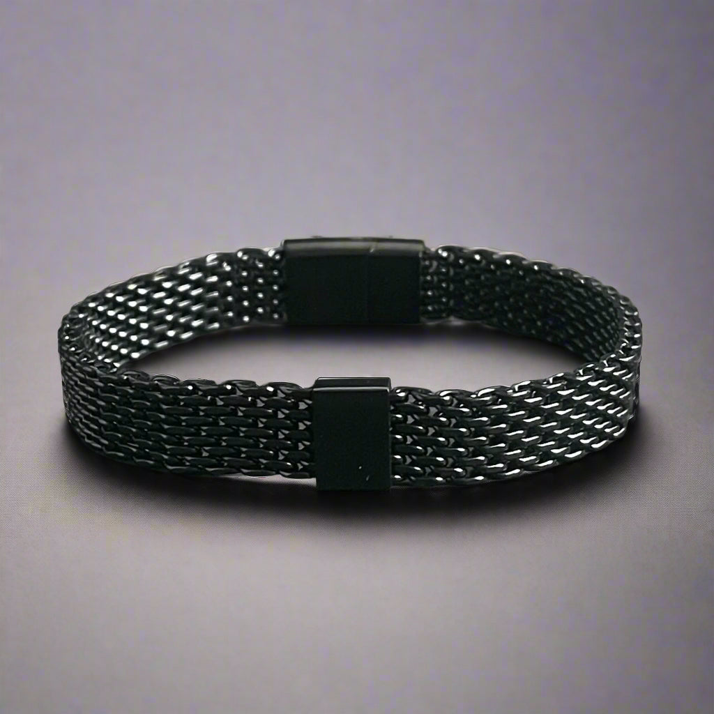 Noir Black Mesh Chain Bracelet for Men