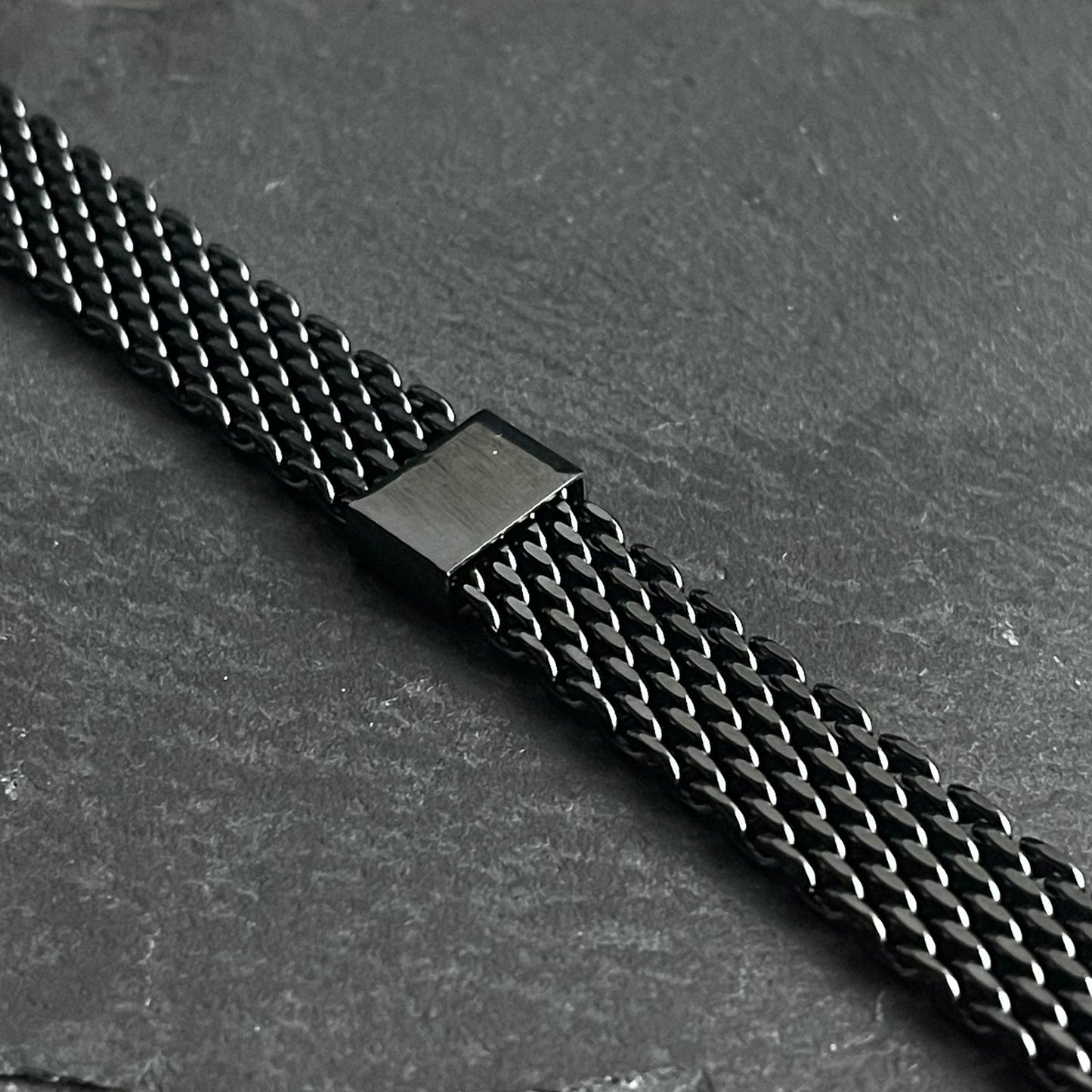 Noir Black Mesh Chain Bracelet for Men