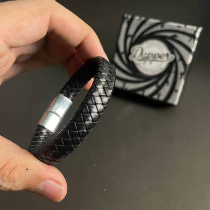 Premium Black Braided Leather Bracelet