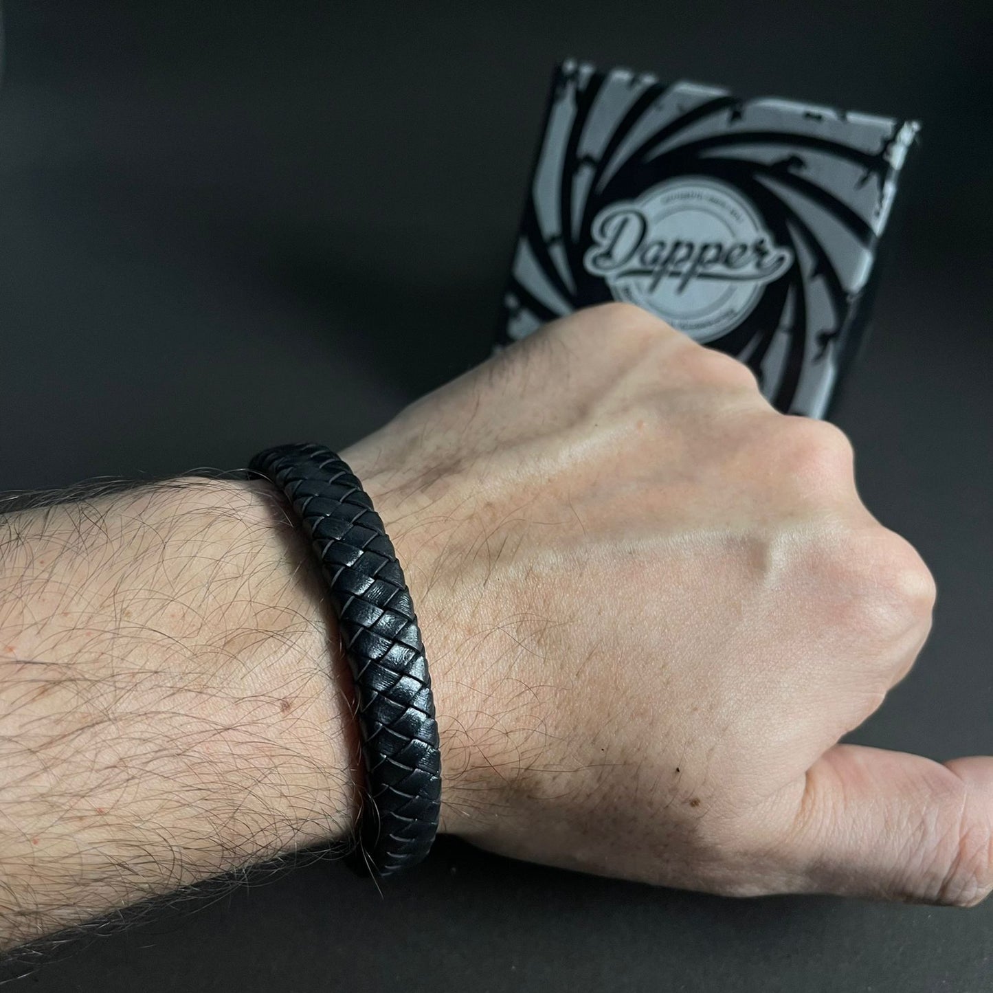 Premium Black Braided Leather Bracelet