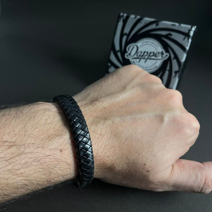 Premium Black Braided Leather Bracelet