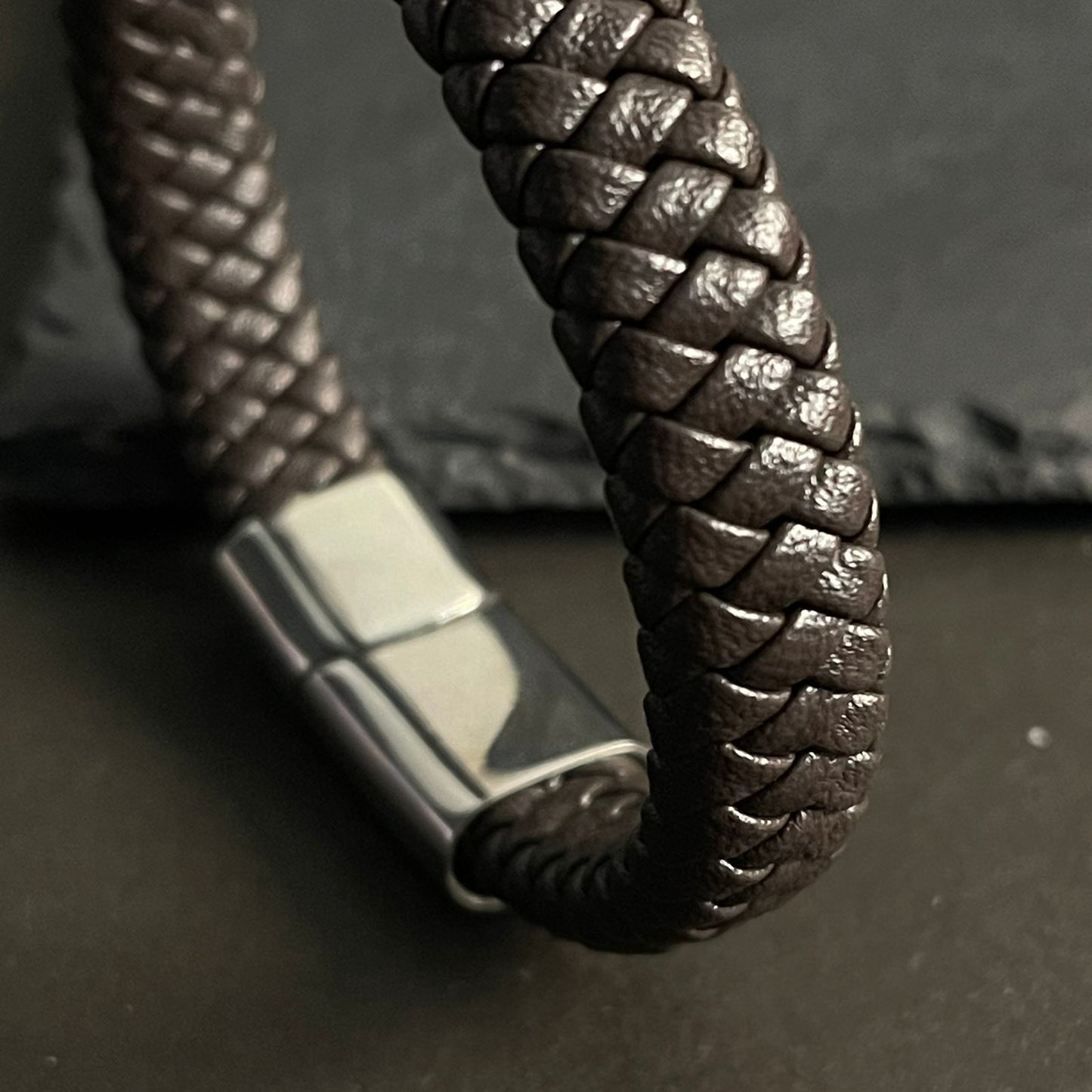 Premium Brown Braided Leather Bracelet