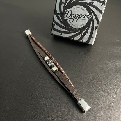 Brown Braided Crown Bracelet For Men