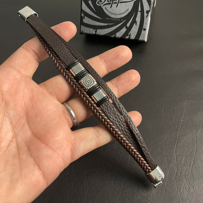 Brown Braided Crown Bracelet For Men