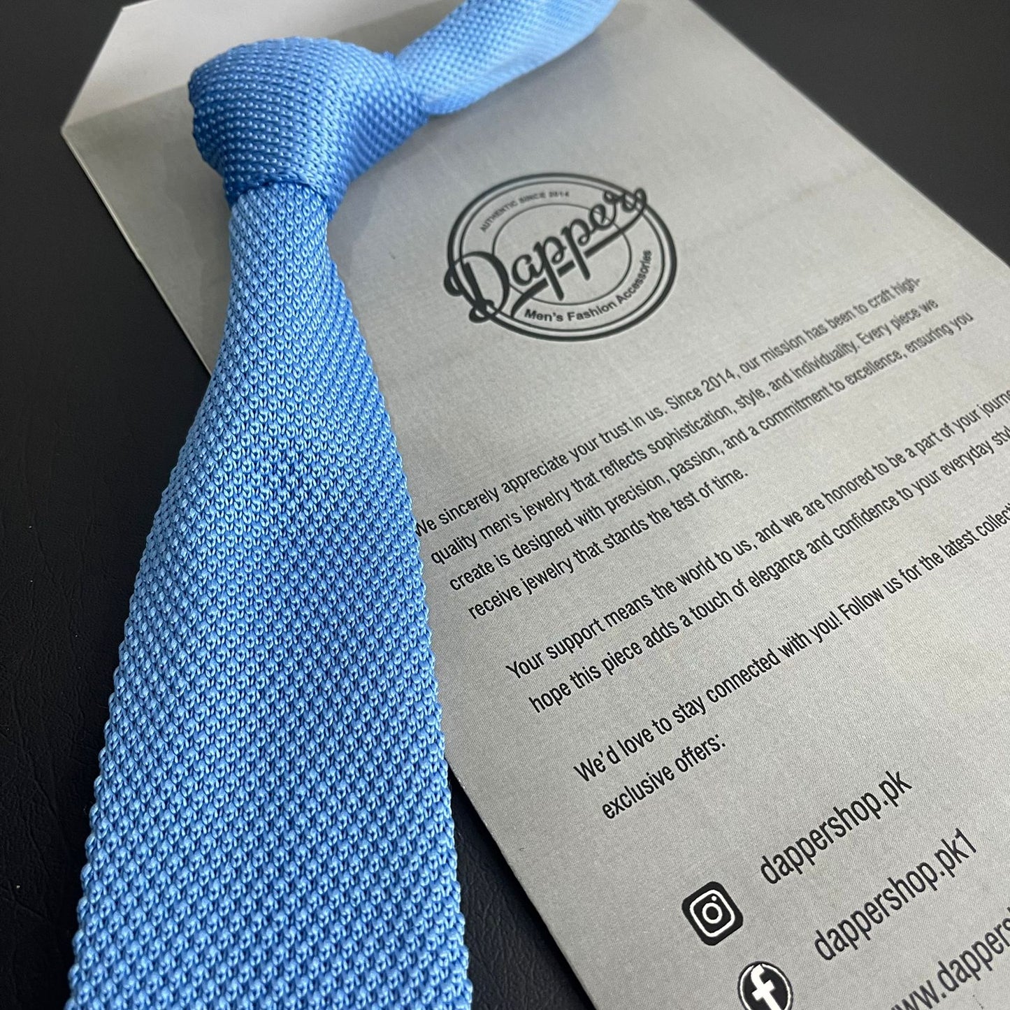 Premium Sky Blue Pointed Knitted Tie For Men