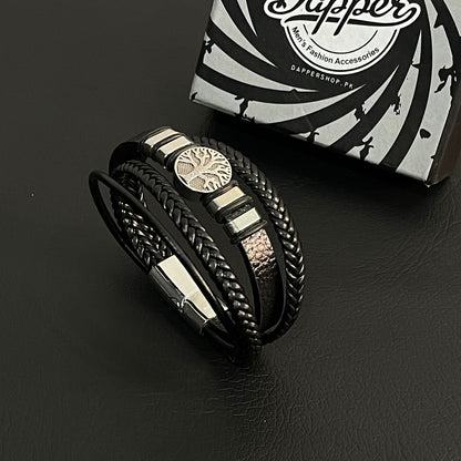 Tree Of Life Black Braided Bracelet For Men
