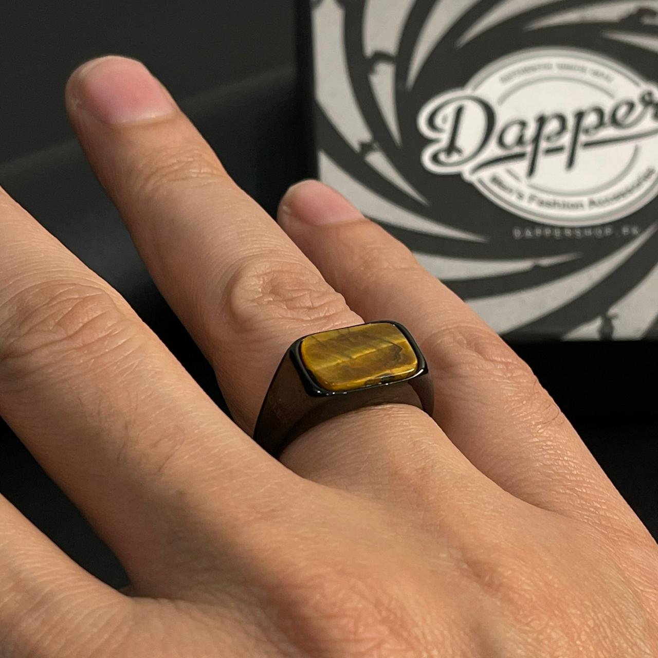 Tiger Eye Black Ring For Men