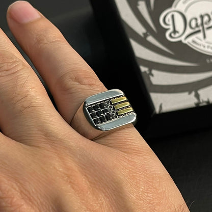 Men's Stainless Steel Gold Bar Signet Ring