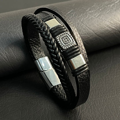 Black Braided Crown Bracelet For Men