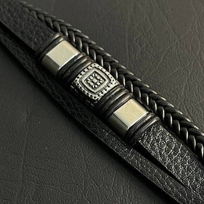 Black Braided Crown Bracelet For Men