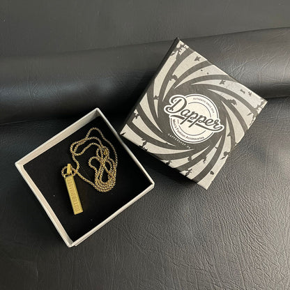 Roman Numeral Golden Flat Bar Pendant For Men