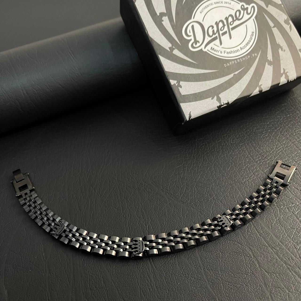 Premium Crown Jubilee Bracelet for Men (Black)