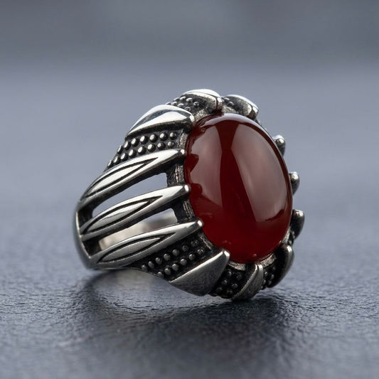 Maroon Titan Turkish Ring For Men