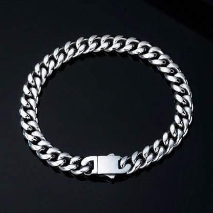 Premium Silver Cuban Link Chain Bracelet For Men