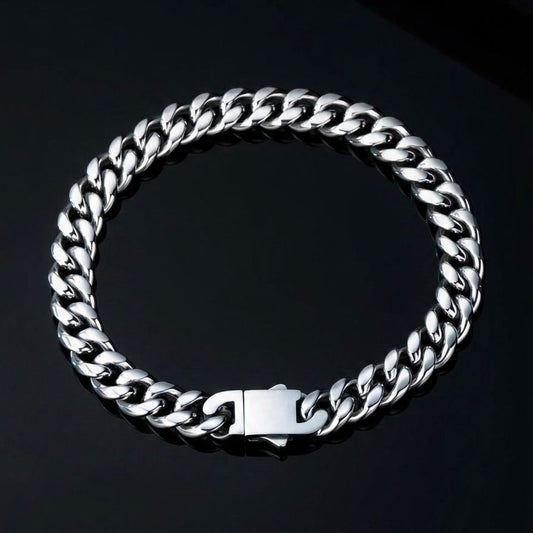 Premium Silver Cuban Link Chain Bracelet For Men