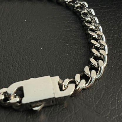 Premium Silver Cuban Link Chain Bracelet For Men