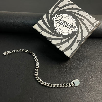 Premium Silver Cuban Link Chain Bracelet For Men