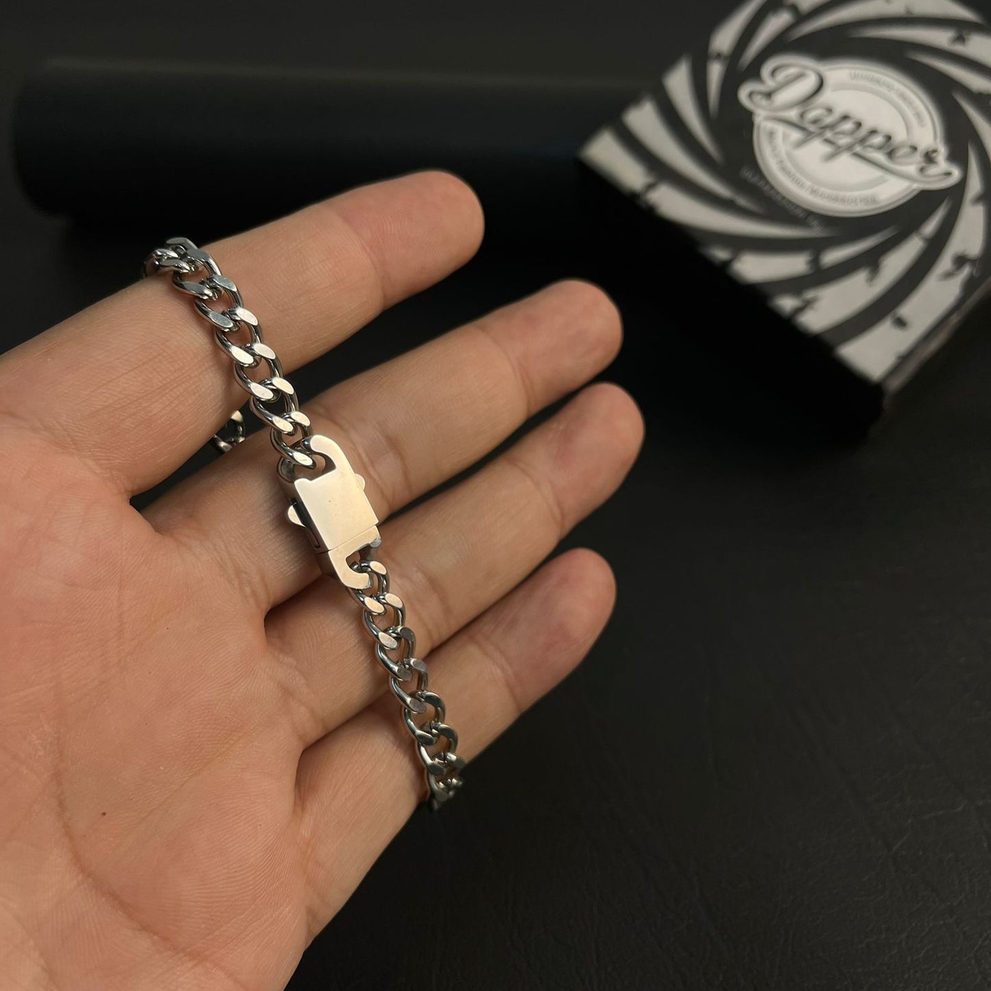 Premium Silver Cuban Link Chain Bracelet For Men