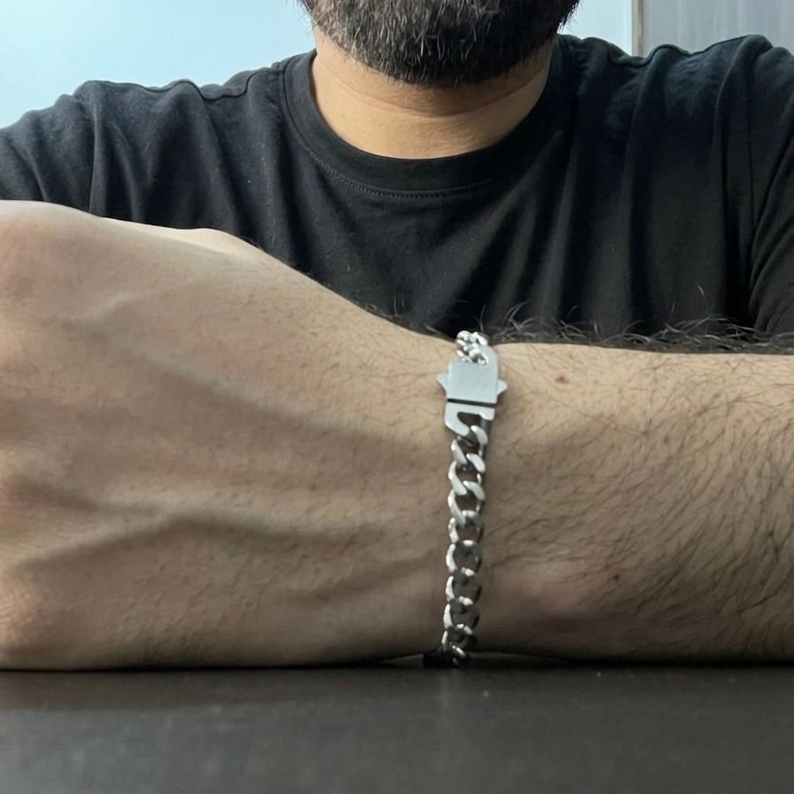 Premium Silver Cuban Link Chain Bracelet For Men