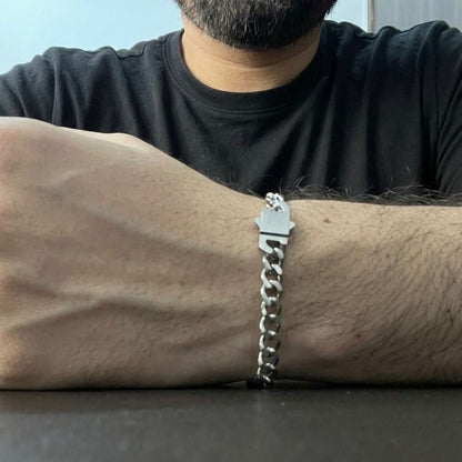 Premium Silver Cuban Link Chain Bracelet For Men