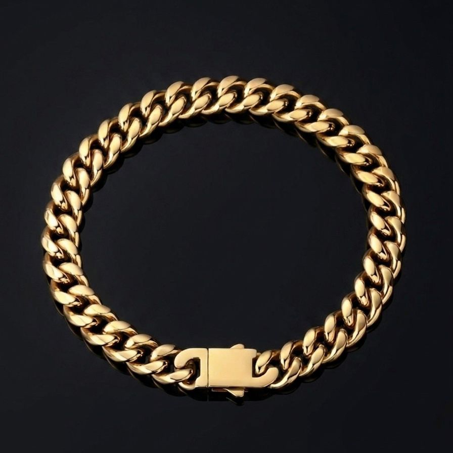 Premium Golden Cuban Link Chain Bracelet For Men