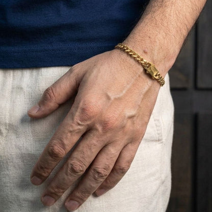 Premium Golden Cuban Link Chain Bracelet For Men