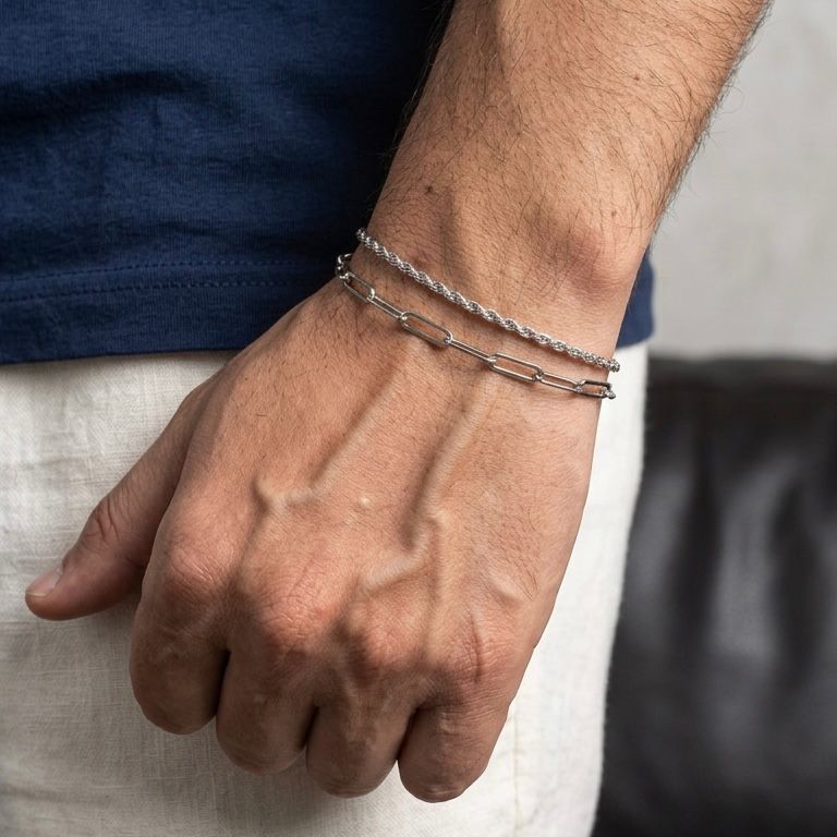 Minimal Chain Bracelets For Men (Pack of 2)
