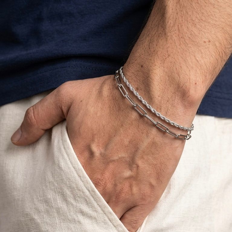 Minimal Chain Bracelets For Men (Pack of 2)