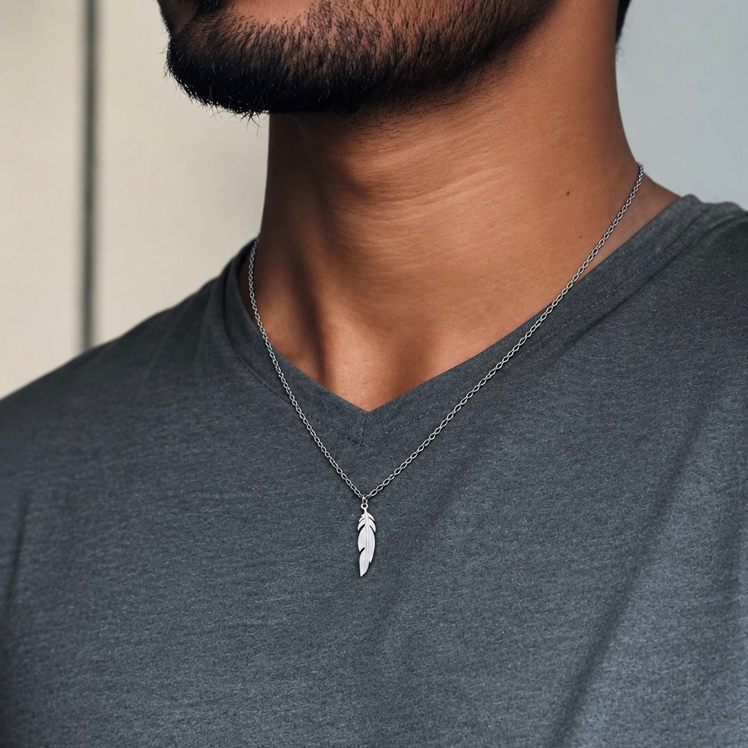 Minimal Feather Pendant For Men/Women