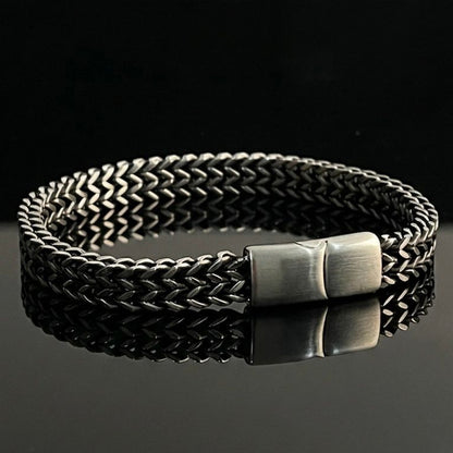 Antique Silver Foxtail Chain Bracelet for Men - 7mm