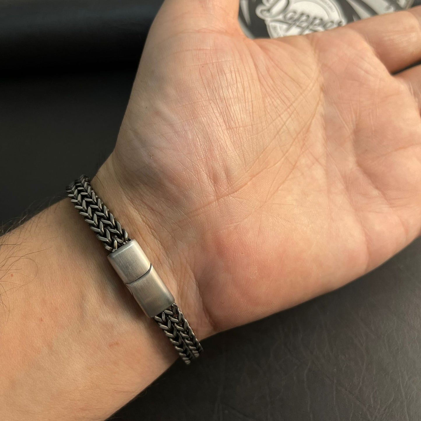 Antique Silver Foxtail Chain Bracelet for Men - 7mm