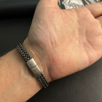 Antique Silver Foxtail Chain Bracelet for Men - 7mm