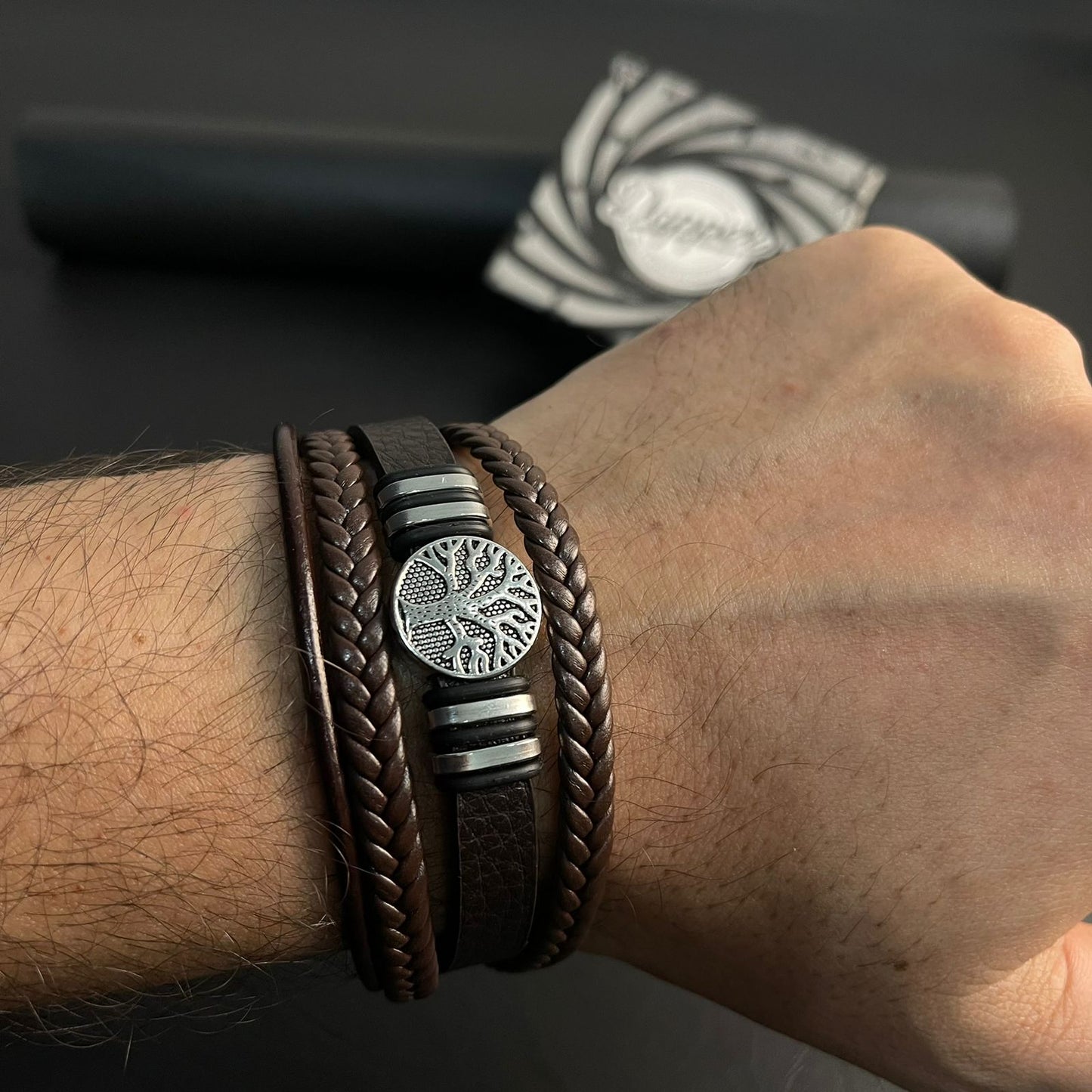 Tree Of Life Brown Braided Bracelet For Men