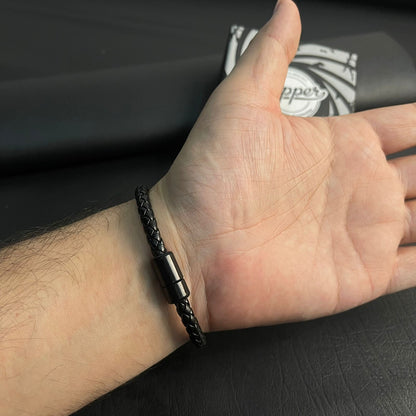 Sleek Tiger Eye Beads Leather Bracelets For Men