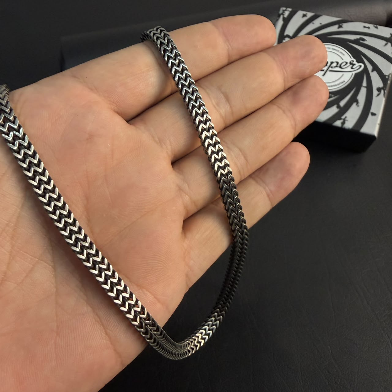 Premium Antique Silver Foxtail Neck Chain For Men