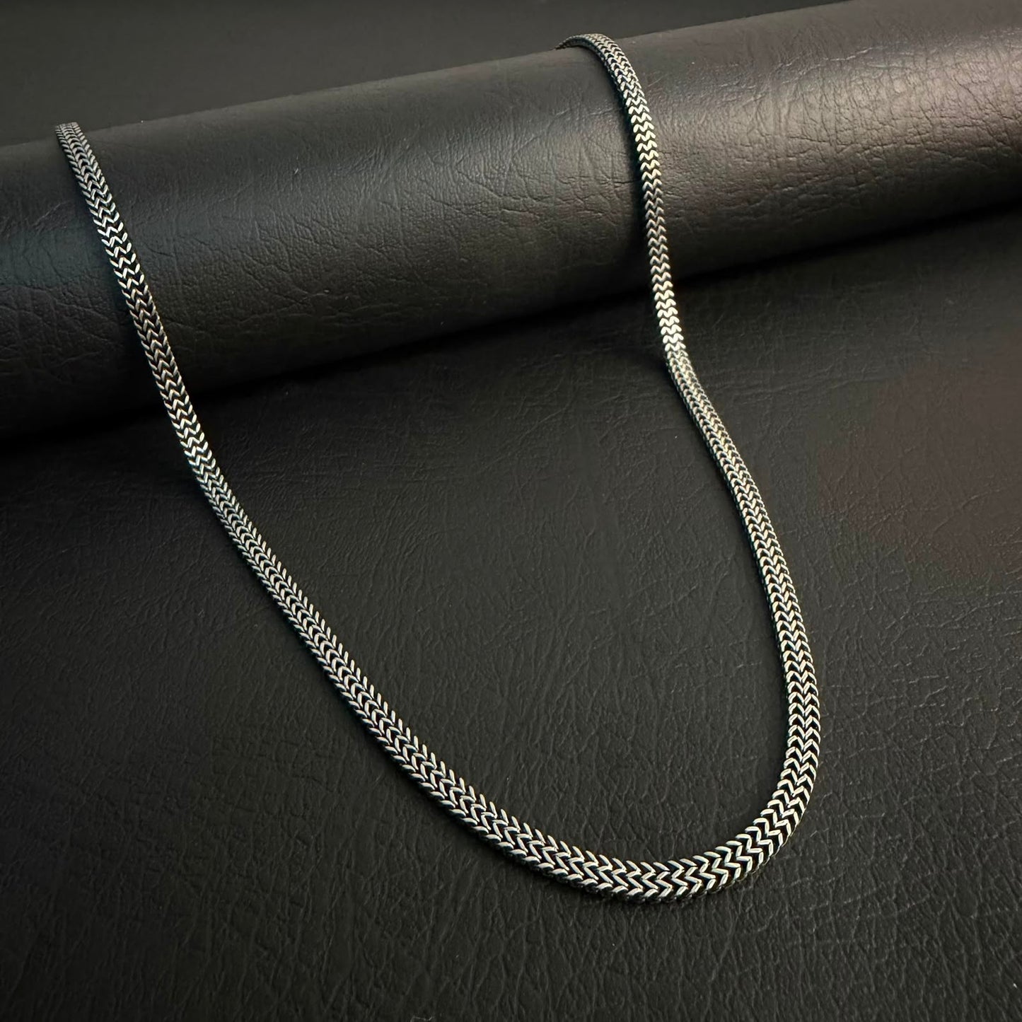 Premium Antique Silver Foxtail Neck Chain For Men 3mm