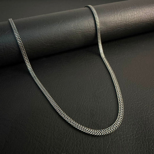 Premium Antique Silver Foxtail Neck Chain For Men 3mm