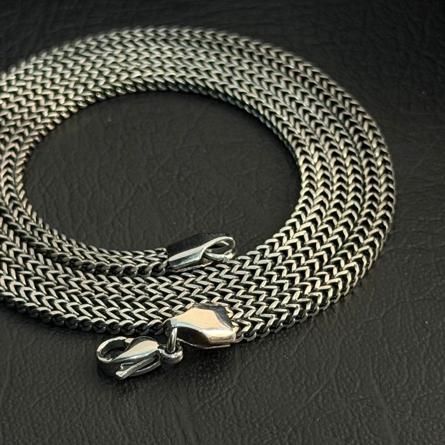 Premium Antique Silver Foxtail Neck Chain For Men 3mm