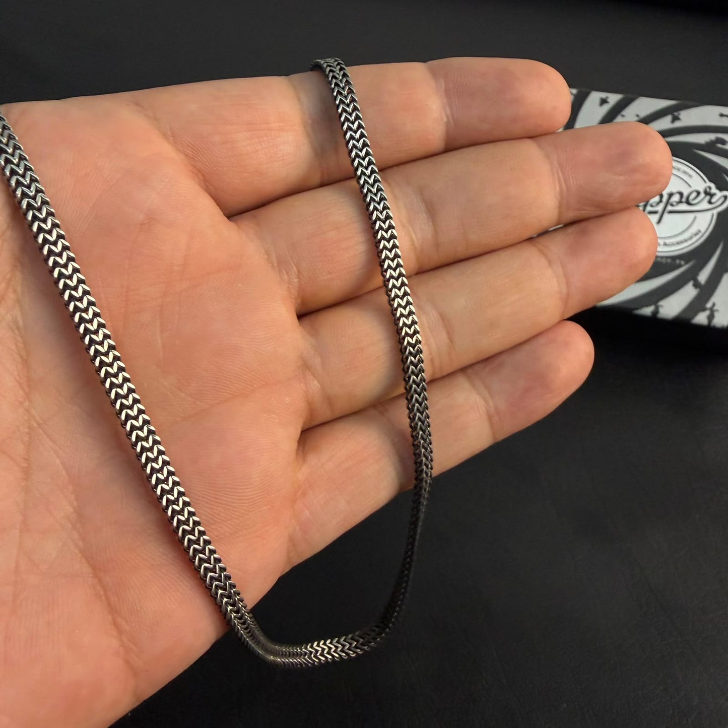 Premium Antique Silver Foxtail Neck Chain For Men 3mm