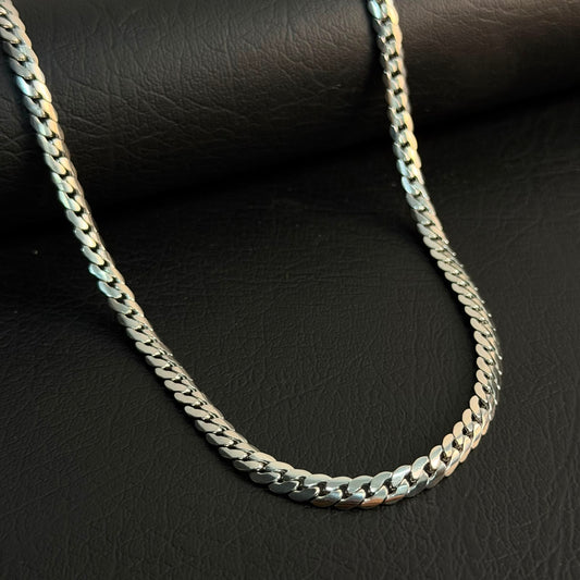 5mm Silver Italian Curb Link Neck Chain For Men