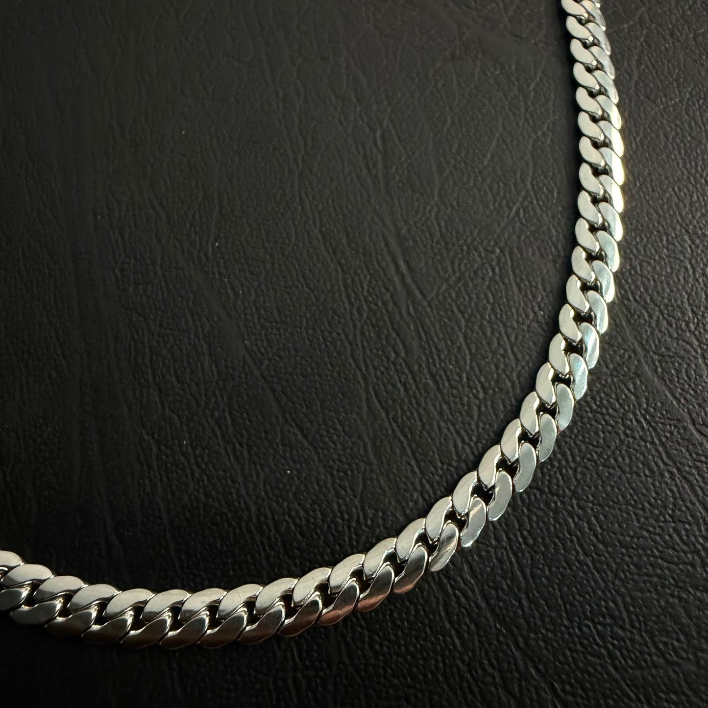 5mm Silver Italian Curb Link Neck Chain For Men