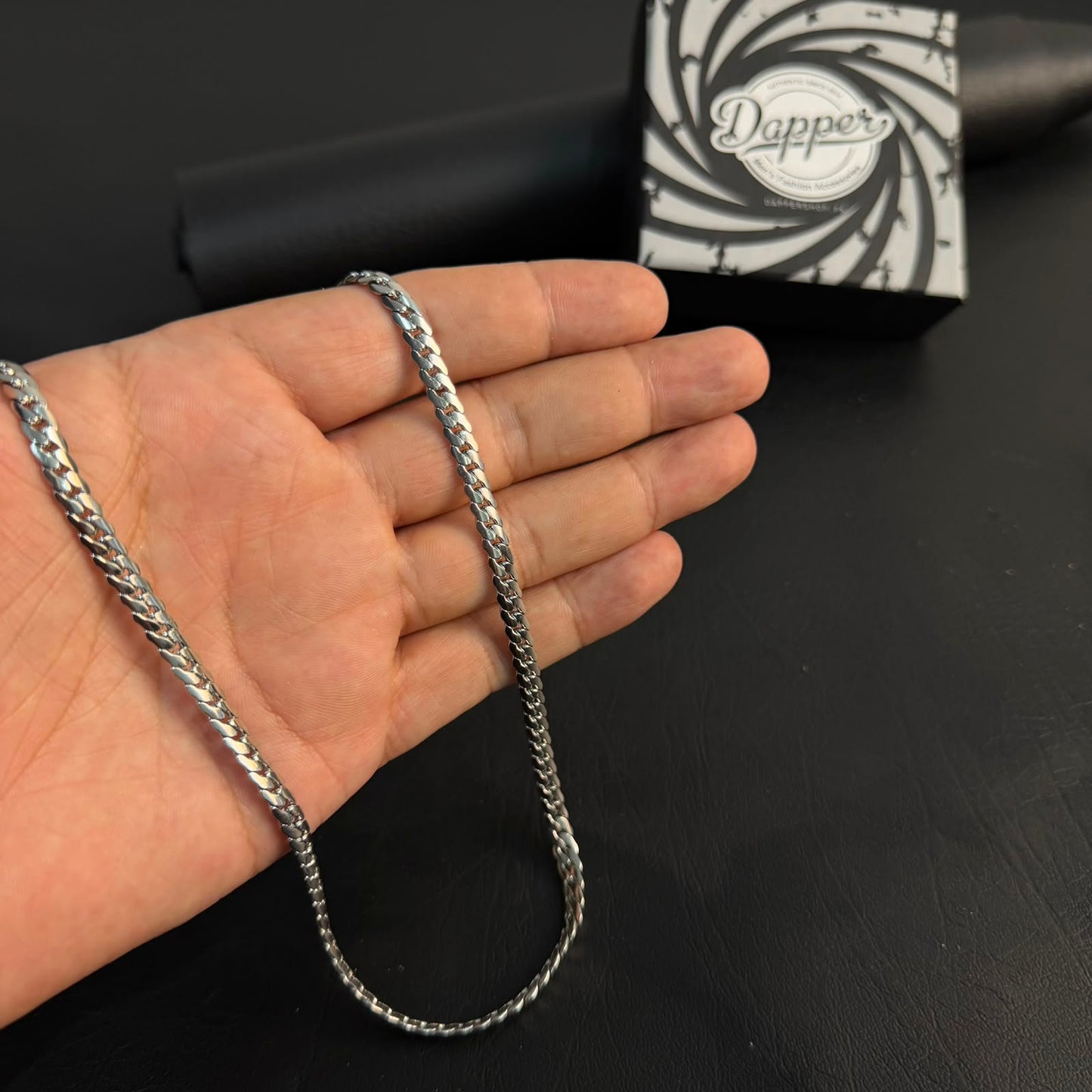 5mm Silver Italian Curb Link Neck Chain For Men