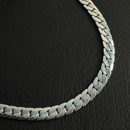 7mm Silver Italian Curb Link Neck Chain For Men