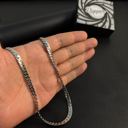 7mm Silver Italian Curb Link Neck Chain For Men